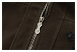 DAXUEN dark brown velvet cropped bomber jacket