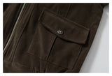 DAXUEN dark brown velvet cropped bomber jacket
