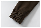 DAXUEN dark brown velvet cropped bomber jacket