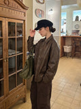 DAXUEN dark brown wide-leg cargo pants — model photo