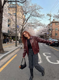 DAXUEN dark brown wide-leg cargo pants — model photo