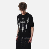 DAXUEN Dark Cross Graphic Knitted T-Shirt