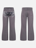 DAXUEN Dark grey women's flared pants with graphic details