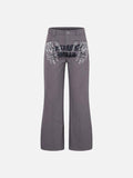 DAXUEN Dark grey women's flared pants with graphic details