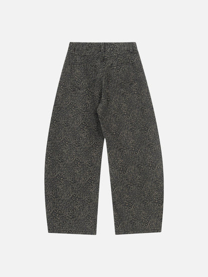 DAXUEN dark grey leopard print wide-leg pants