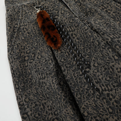 DAXUEN dark grey leopard print wide-leg pants