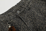 DAXUEN dark grey leopard print wide-leg pants