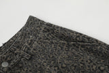 DAXUEN dark grey leopard print wide-leg pants