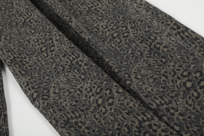 DAXUEN dark grey leopard print wide-leg pants