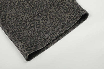 DAXUEN dark grey leopard print wide-leg pants