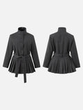 DAXUEN dark grey peplum coat with high collar