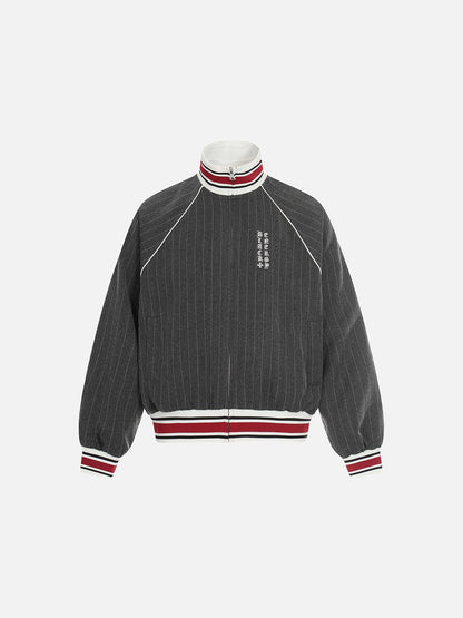 DAXUEN dark grey pinstripe oversized track jacket