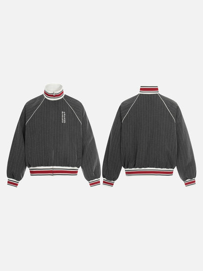 DAXUEN dark grey pinstripe oversized track jacket