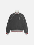 Dark Grey Pinstripe Oversized Track Jacket