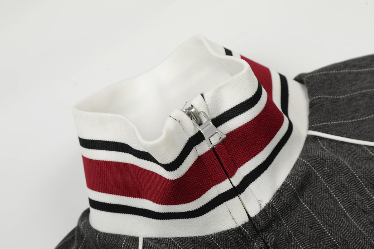 DAXUEN dark grey pinstripe oversized track jacket