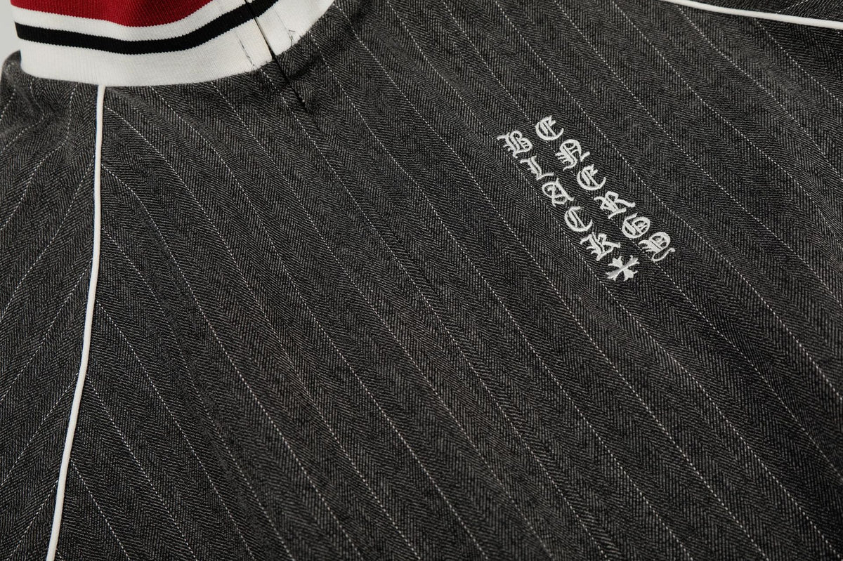 DAXUEN dark grey pinstripe oversized track jacket