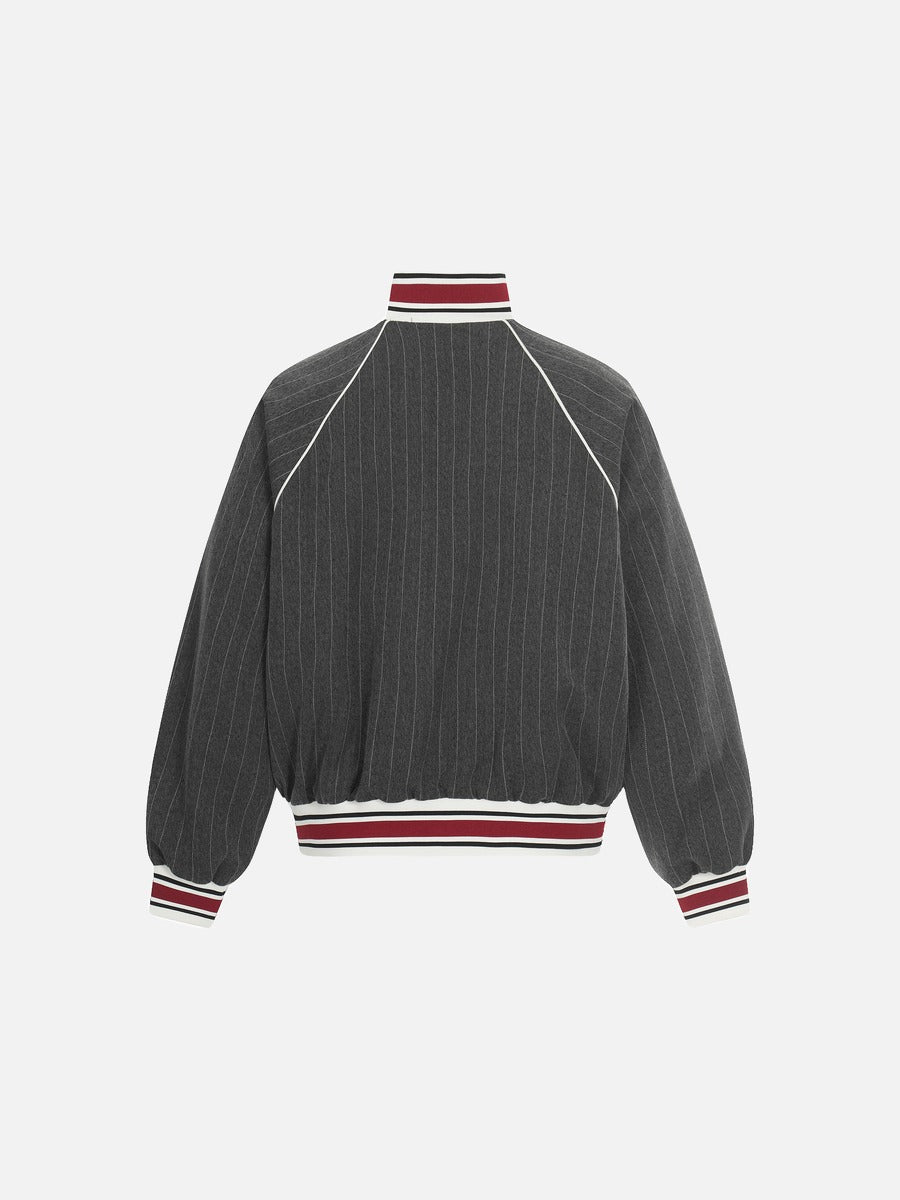 DAXUEN dark grey pinstripe oversized track jacket