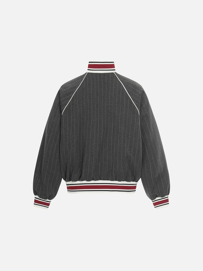 DAXUEN dark grey pinstripe oversized track jacket