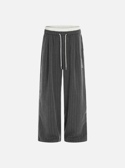 DAXUEN dark grey pinstriped wide-leg pants
