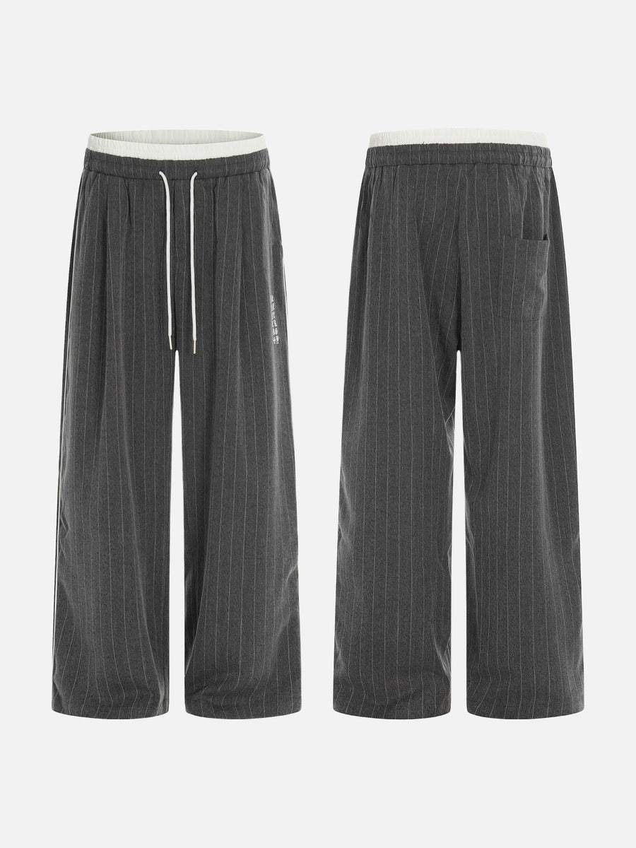 DAXUEN dark grey pinstriped wide-leg pants