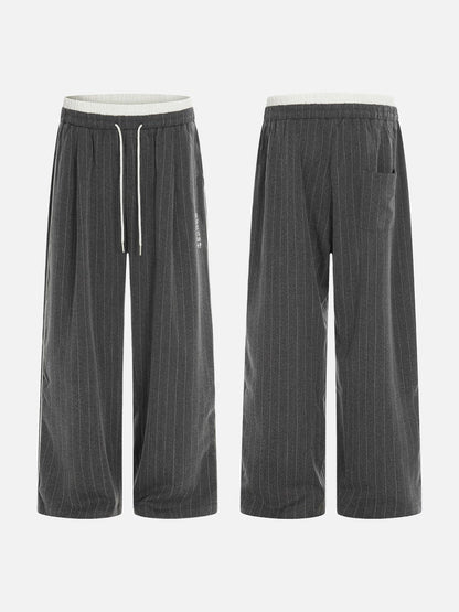 DAXUEN dark grey pinstriped wide-leg pants