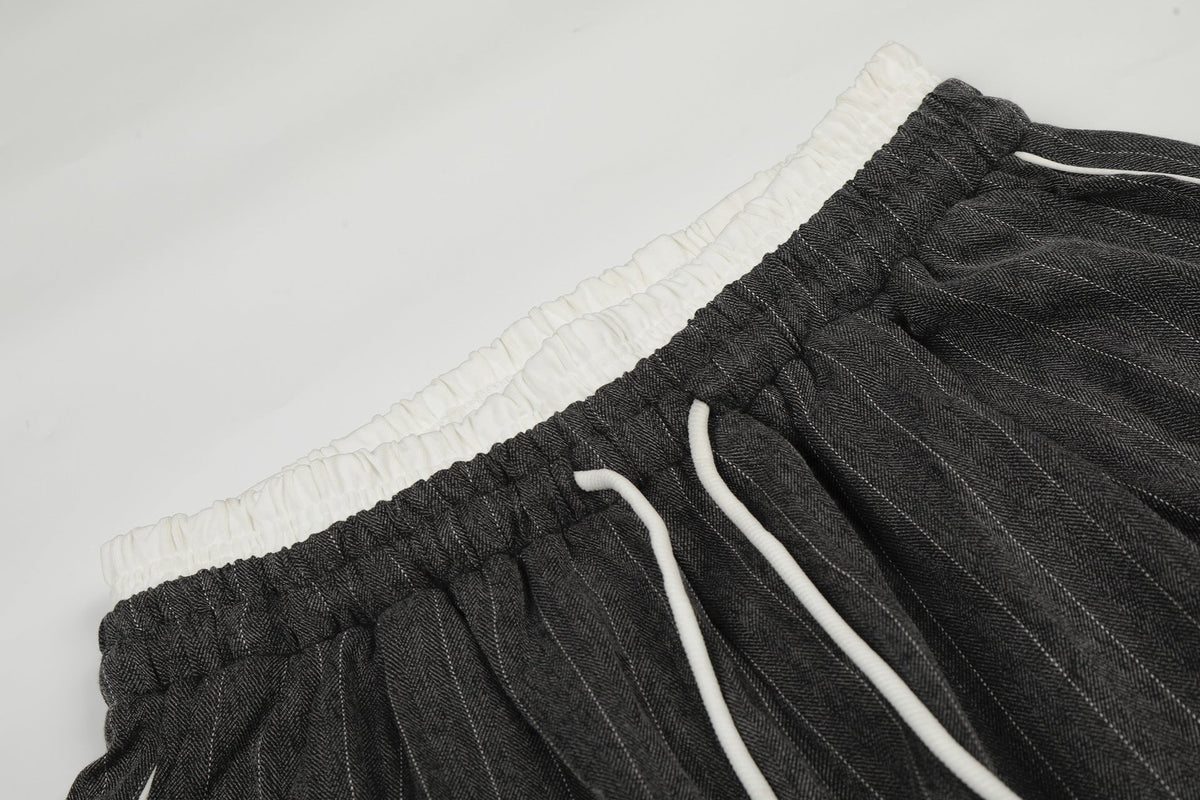 DAXUEN dark grey pinstriped wide-leg pants