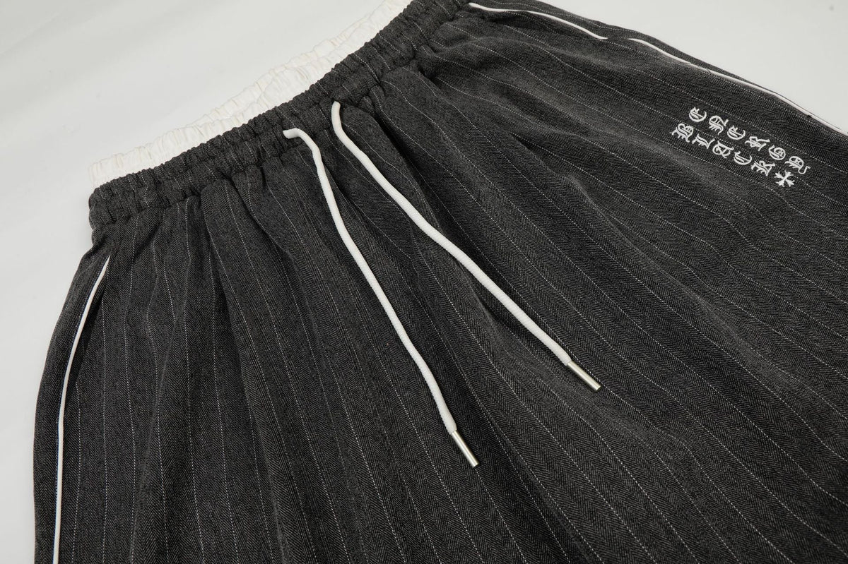DAXUEN dark grey pinstriped wide-leg pants
