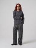 DAXUEN dark grey pinstriped wide-leg pants — model photo