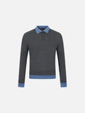 DAXUEN dark grey ribbed polo mock neck sweater