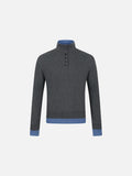 DAXUEN dark grey ribbed polo mock neck sweater