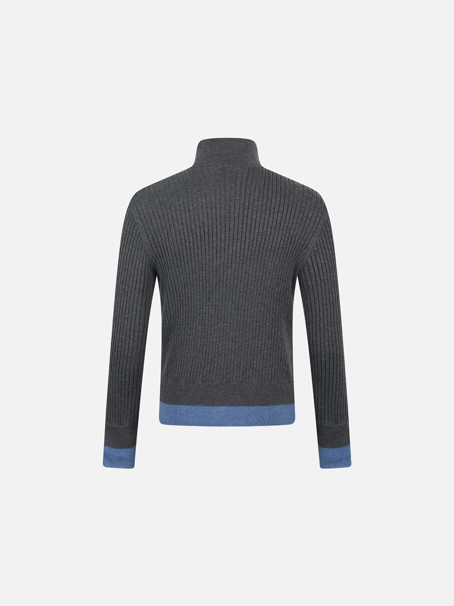 DAXUEN dark grey ribbed polo mock neck sweater