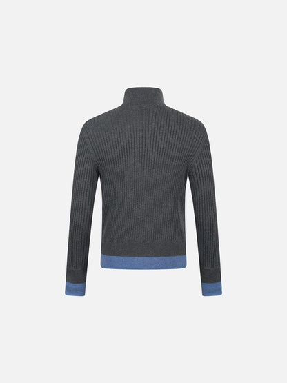 DAXUEN dark grey ribbed polo mock neck sweater