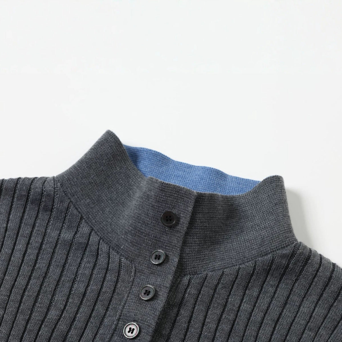 DAXUEN dark grey ribbed polo mock neck sweater
