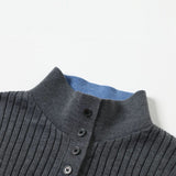 DAXUEN dark grey ribbed polo mock neck sweater