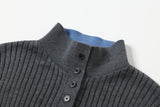 DAXUEN dark grey ribbed polo mock neck sweater
