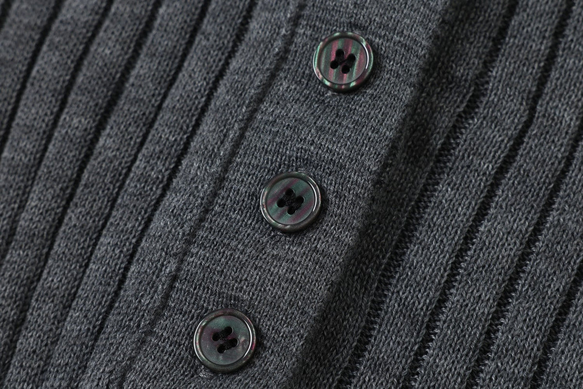 DAXUEN dark grey ribbed polo mock neck sweater
