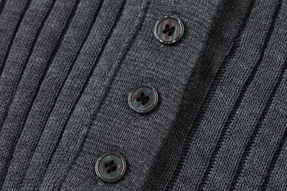 DAXUEN dark grey ribbed polo mock neck sweater