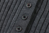 DAXUEN dark grey ribbed polo mock neck sweater