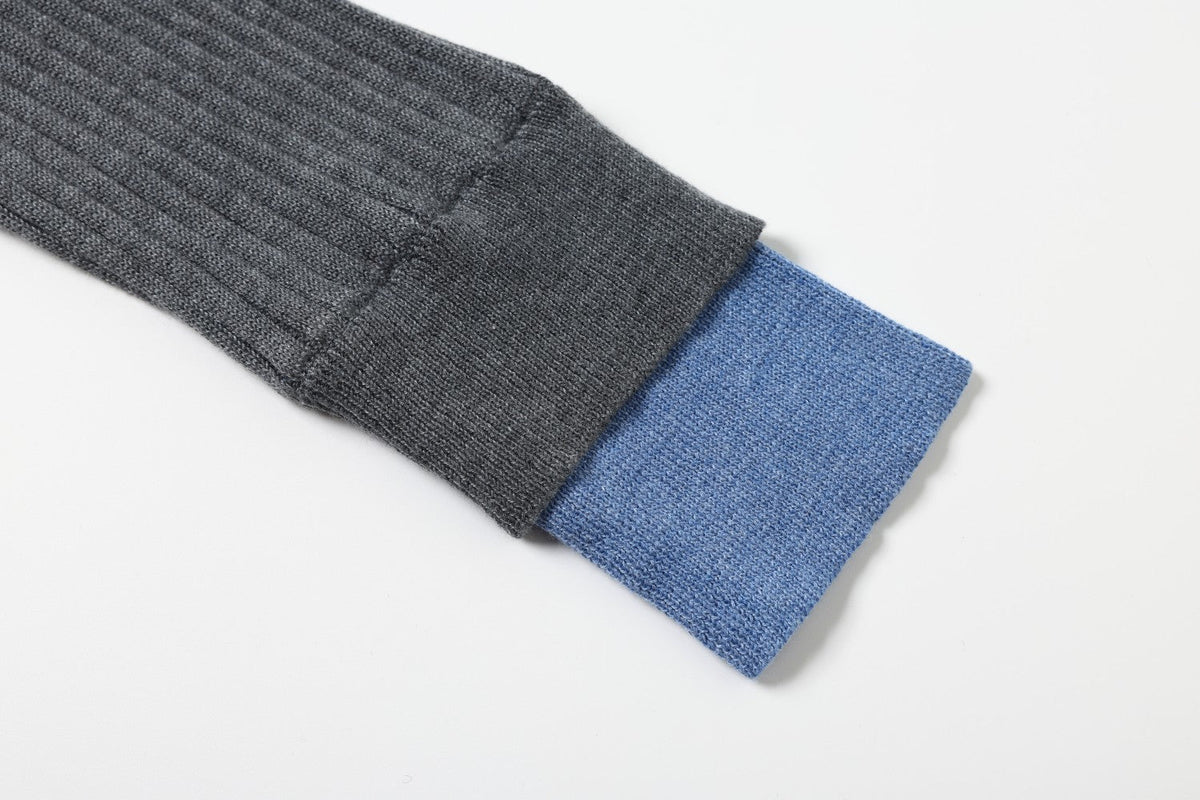 DAXUEN dark grey ribbed polo mock neck sweater