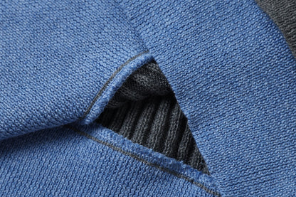 DAXUEN dark grey ribbed polo mock neck sweater