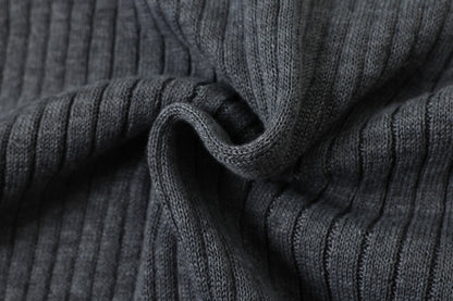 DAXUEN dark grey ribbed polo mock neck sweater