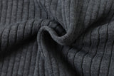 DAXUEN dark grey ribbed polo mock neck sweater