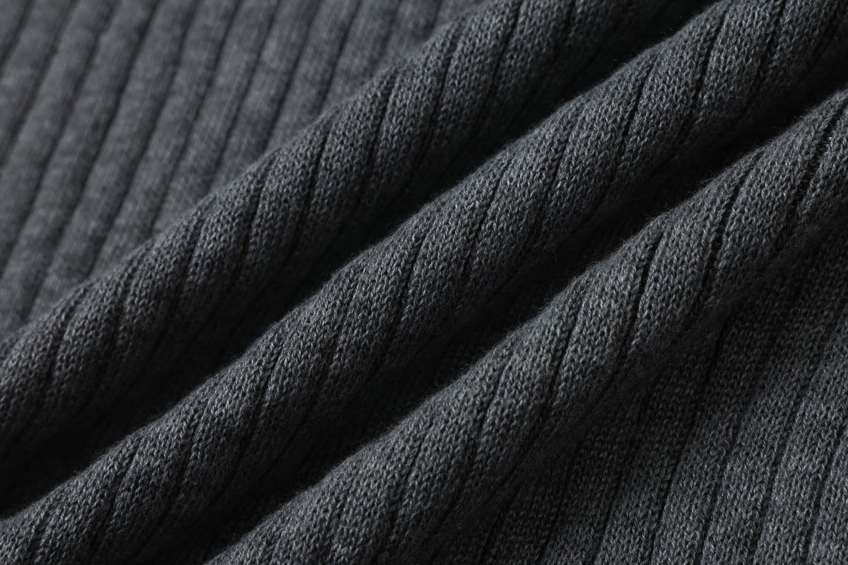 DAXUEN dark grey ribbed polo mock neck sweater