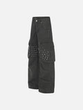DAXUEN dark grey wide-leg cargo pants with silver spikes