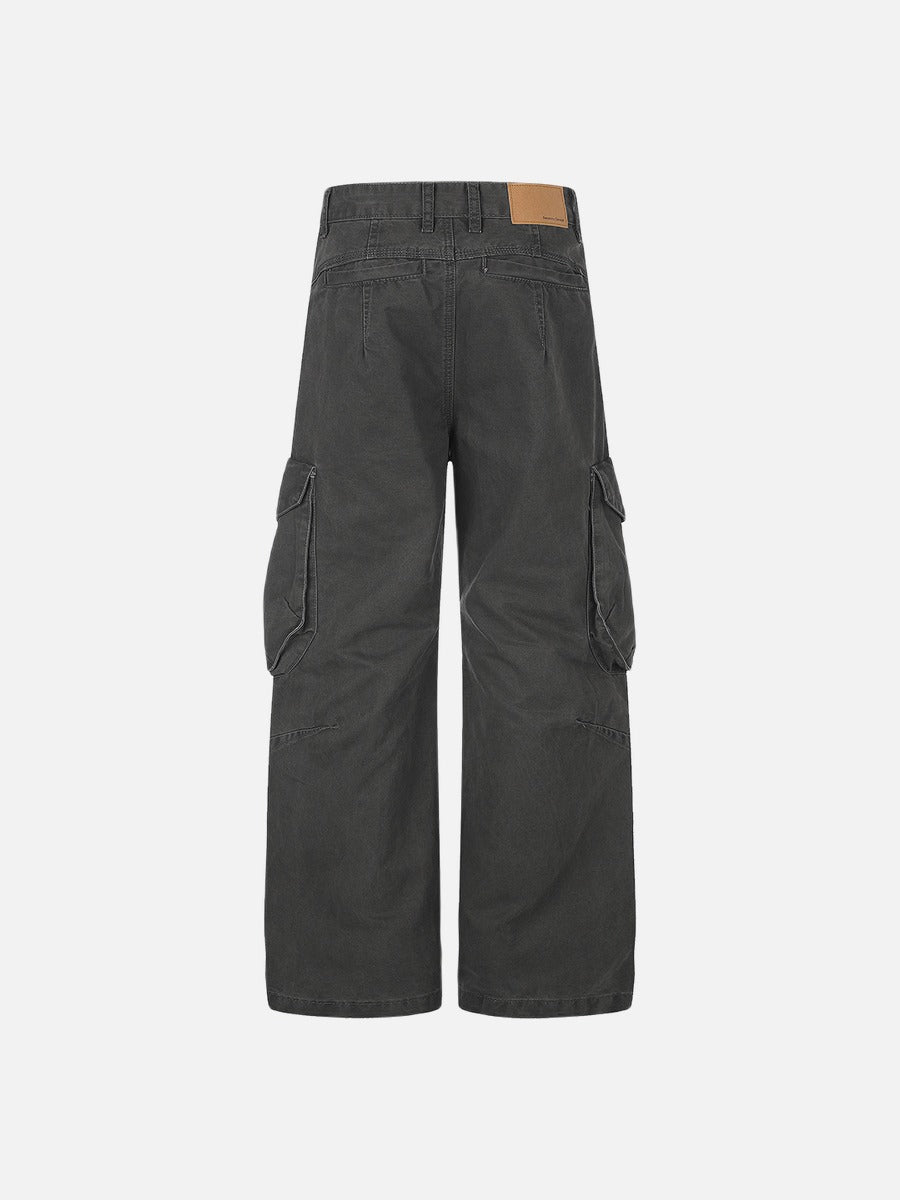 DAXUEN dark grey wide-leg cargo pants with silver spikes
