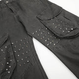 DAXUEN dark grey wide-leg cargo pants with silver spikes