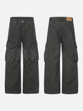 DAXUEN dark grey wide-leg cargo pants with silver spikes