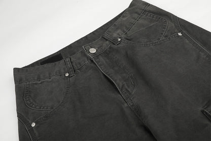 DAXUEN dark grey wide-leg cargo pants with silver spikes