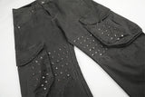 DAXUEN dark grey wide-leg cargo pants with silver spikes