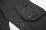 DAXUEN dark grey wide-leg cargo pants with silver spikes